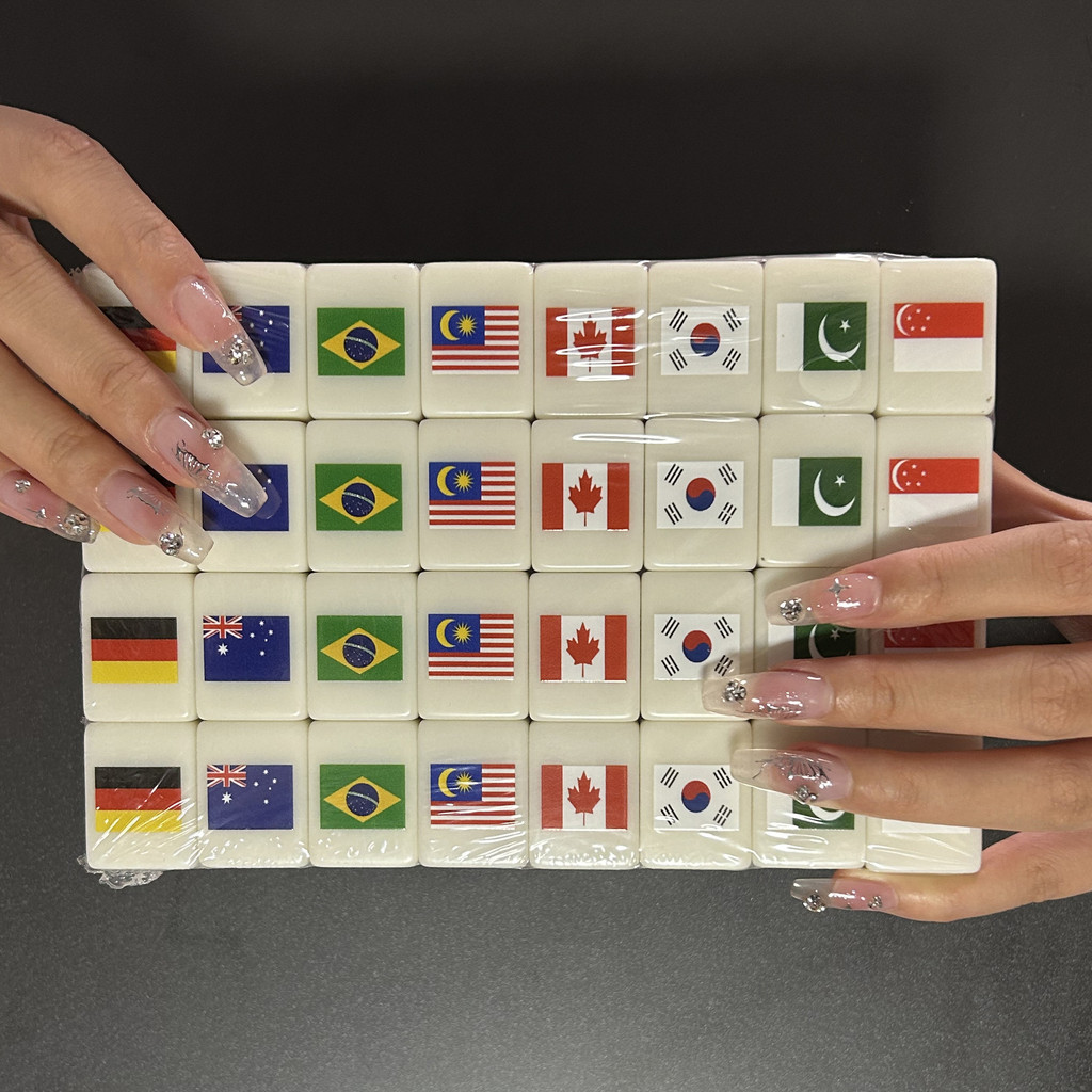64 Seaside escape Mahjong Blocks Tiktok 64 Pcs Mahjong Seaside Escape Tile Game Pattern of Flag Ball