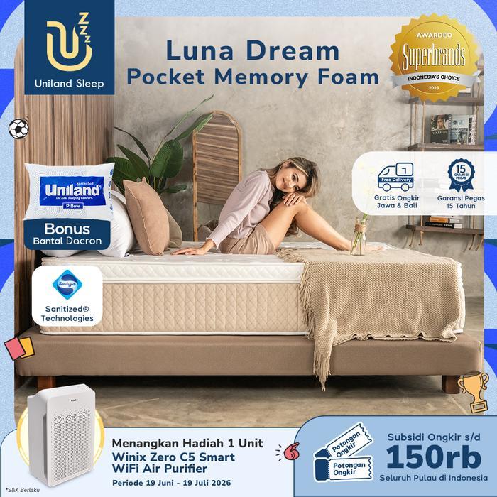 Uniland Sleep Kasur Pocket Spring Luna Dream Memory Foam 33cm - 90x200