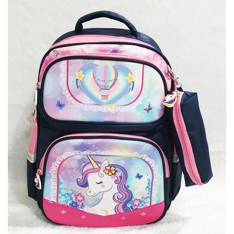 Ranse SEKOLAH Model Tas Sekolah Anak SD Model Unicorn Motif Unik Ukuran 16 Inci dengan Dompet SD Mod