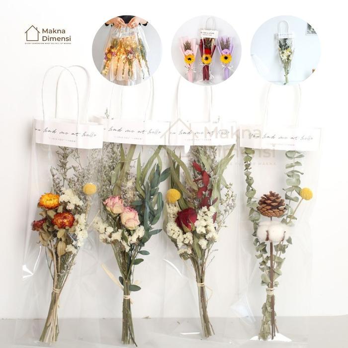 Ready Makna Dimensi - 1 Set Buket Bunga Kering Tenteng Tas Besar Dried Flower Aesthetic Hadiah