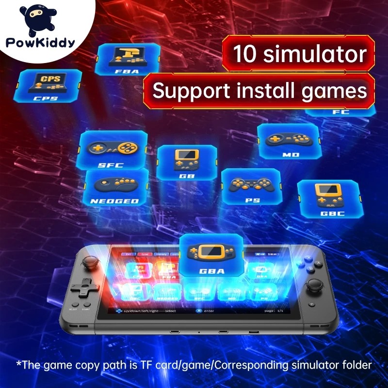 2026 POWKIDDY X70 Handheld Game console 7 inch HD Screen Retro Game Cheap Children's Gifts Support
