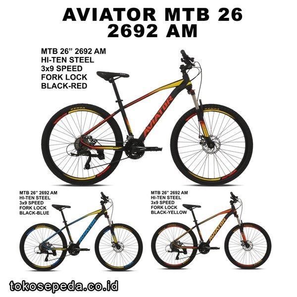 Sepeds Gunung MTB 26 Aviator 2692 AM 27 Speed Fork Lock