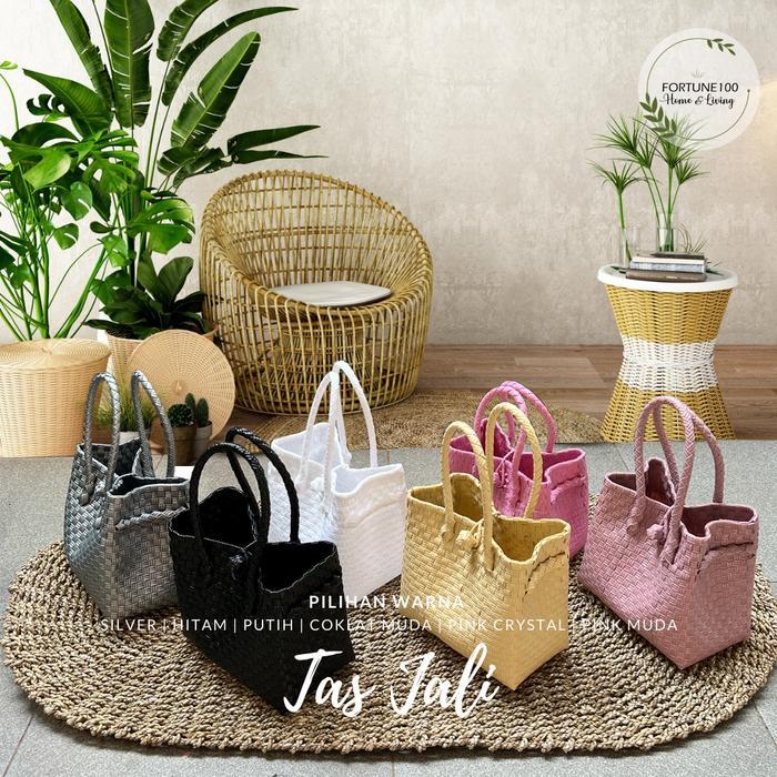 Tas Jali / Tas Anyaman Plastik / Tas Bingkisan / Tas Jali TALI PENDEK - Pink Muda