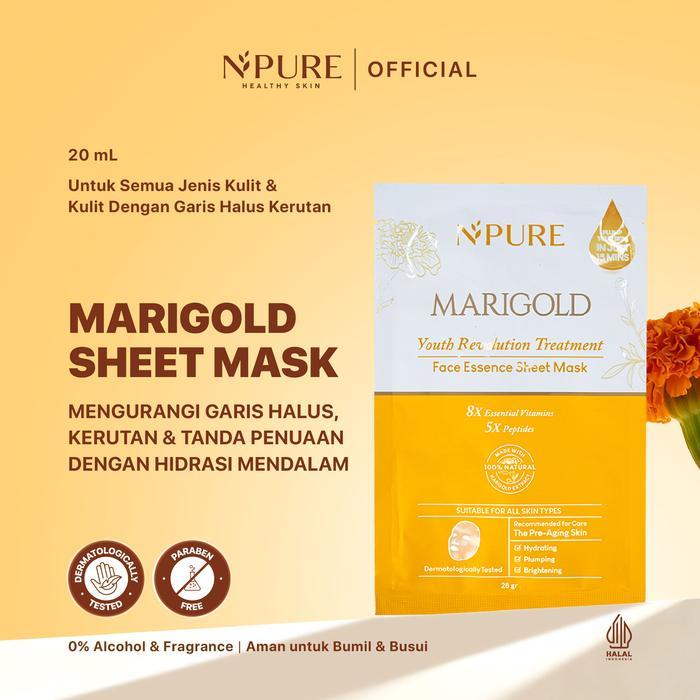 NPURE Marigold Anti Aging Sheet Mask / Masker untuk Awet Muda / Anti-aging Mask / Hydrating /