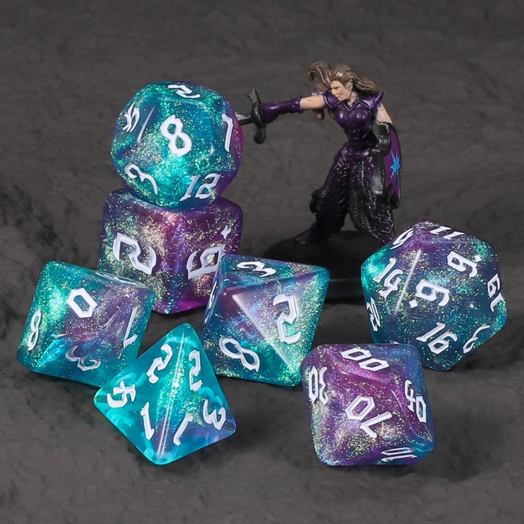 DND Dice Set 7pcs Glitter Polyhedral Dice for D&D RPG MTG Role Playing Table Party Games & DM & Dice