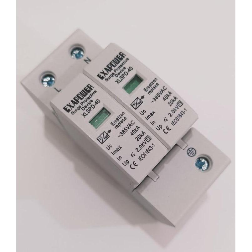 Spd Ac 2P 275V 385V Surge Arrester 20Ka-40Ka Anti Petir Surge Protection Device Ac Voltage 275Vac
