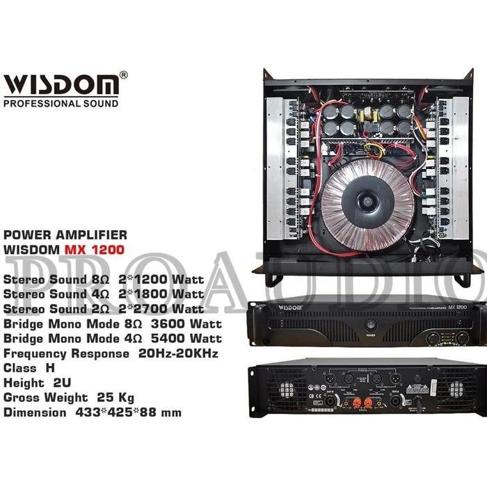 Power Wisdom MX 1200 Power Amplifier Wisdom MX1200 / MX-1200 2 Channel