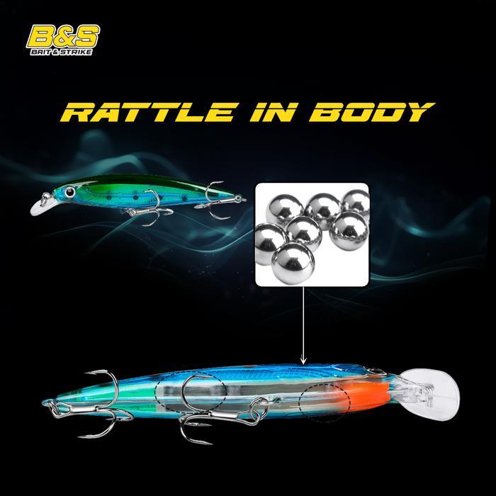 new JEMMY LURE MINNOW 13G/11CM MATERIAL LASER SKIN INNER PART HOOK BKB 4X STRONG STAINLESS STEEL