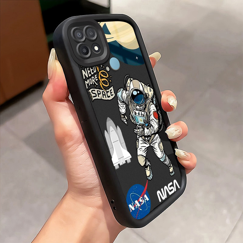 Casing Hp OPPO A15 A15s A35 Case Casing Astronot pola HP Kasing Silikon Softcase mata langit tangga