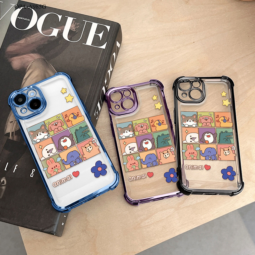 Softcase Transparan Mode Logo Casing For OPPO A98 A95 A92 A52 A74 A79 A78 A36 4G 5G Case Cartoon   K