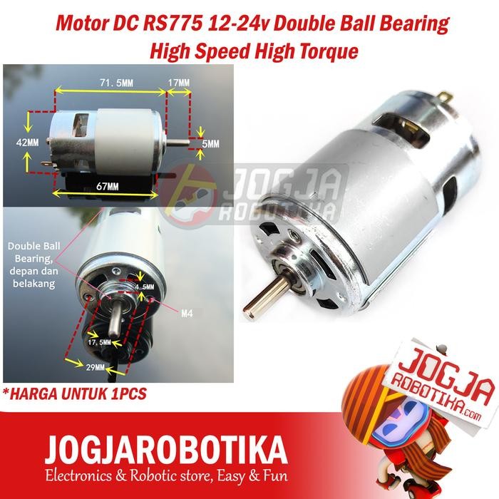 Motor DC RS775 12-24v Double Ball Bearing High Speed High Torque 775