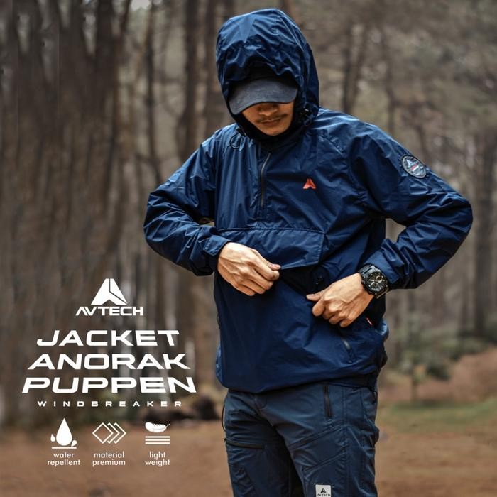 ORIGINAL AVTECH - Jaket Windbreaker Water Repnt Hiking Gunung Camping Motor Hujan - ANORAK PUPPEN