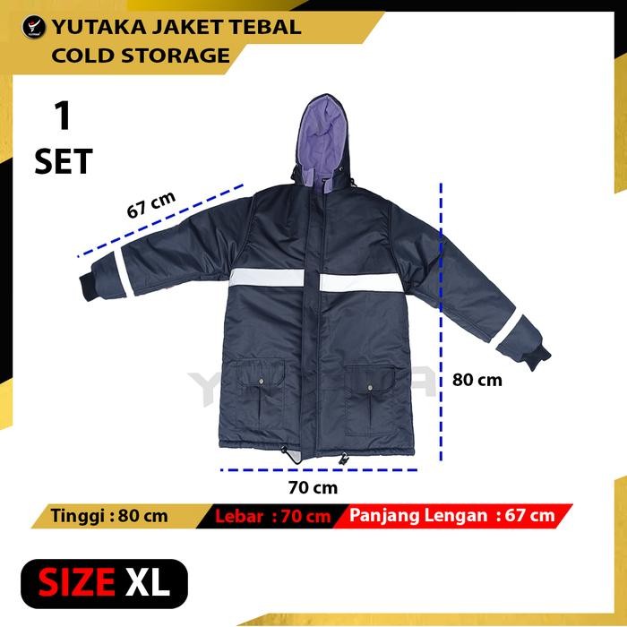 Jaket Cold Storage Tebal Warna Biru Navy Satu Set Plus Celana Murah / Jaket Gunung / Jaket Salju /