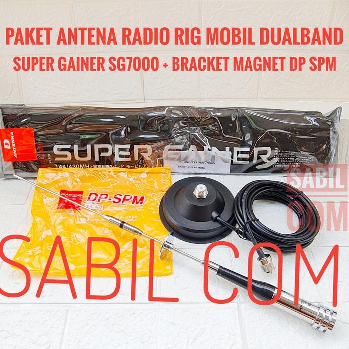 PAKET ANTENA RIG MOBIL DUALBAND SUPER GAINER SG7000 BRACKET MAGNET