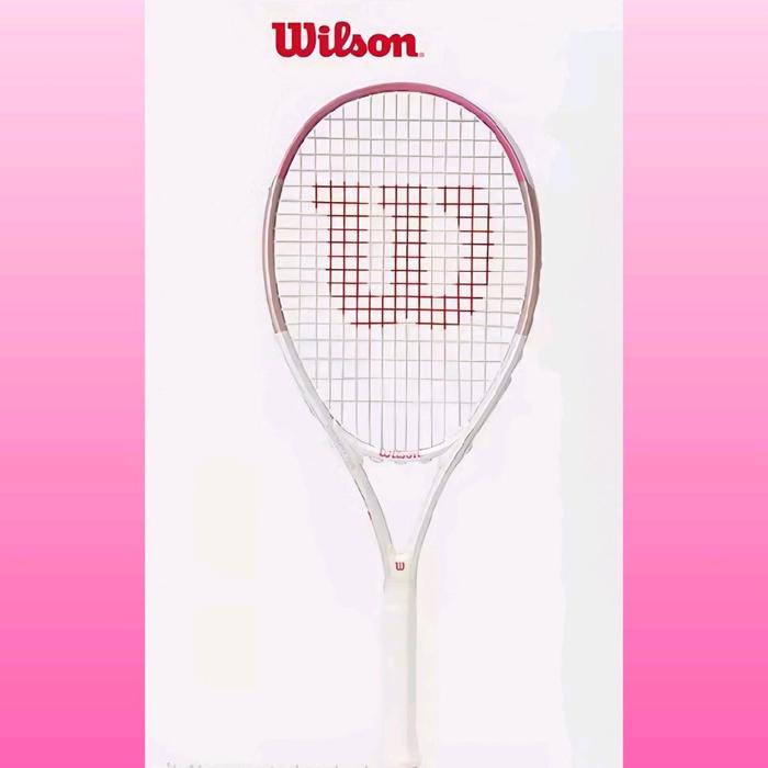 Raket Tenis WILSON BURN 113 WHITE PINK / Raket Wilson BURN WHITE PINK / Raket Tenis Pemula Wanita