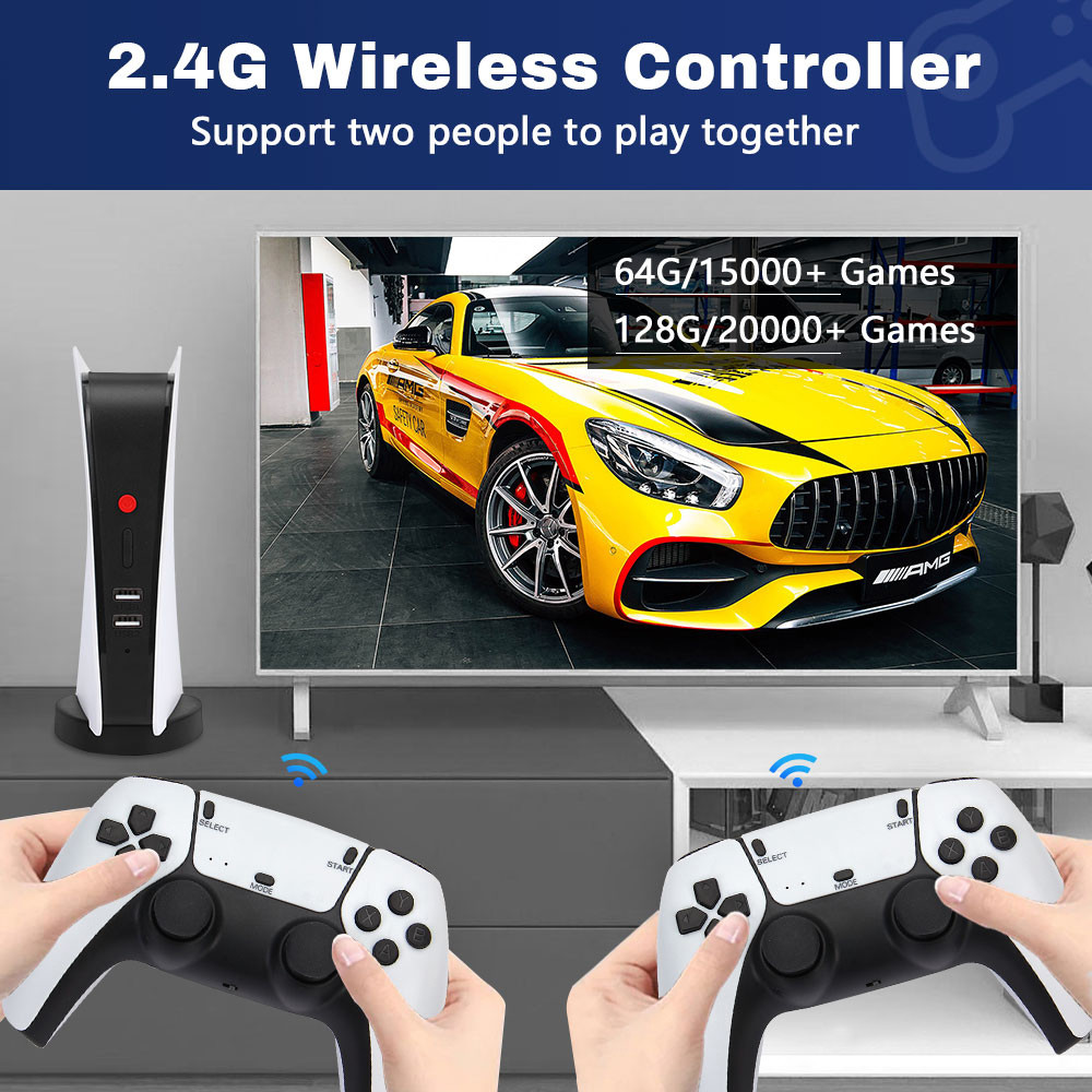 2023 M5 Video Game Console 2.4G Double Wireless Controller 4K HD 20000+ Games 128GB Retro Games For 