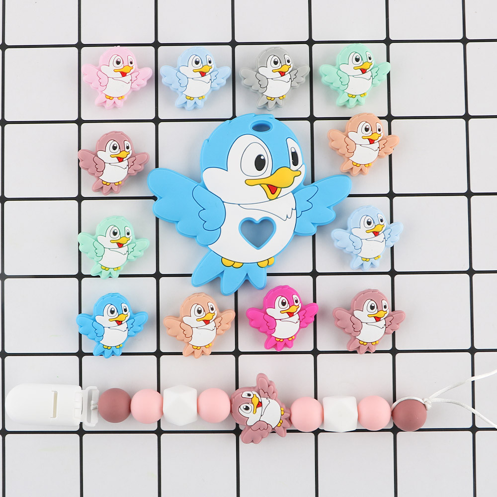 Sunrony Cartoon Animal Zebra Durian Bird Silicone Beads Silicone Pendants DIY Pacifier Chain Handmad
