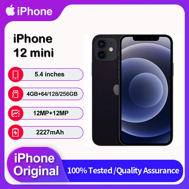 Original Apple iPhone 12 mini 5G Face ID Unlocked Used IOS A14 5.4" 64/128/256GB ROM 2227mAh