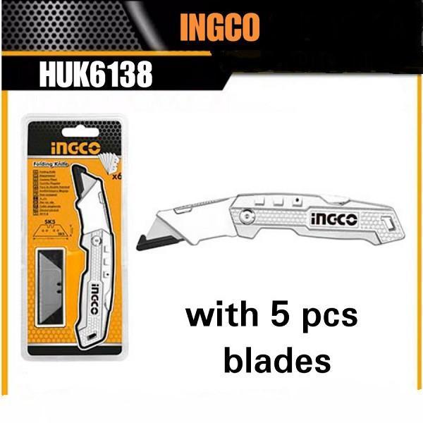 Folding Knife Huk6138 Ingco Knife Tukang Gagang Aluminium Murah