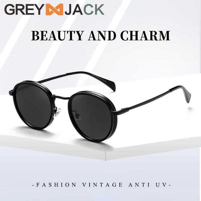 ys4k- Grey Jack Kacamata Sunglasses Anti Uv 400 Model Oval Tr90+Metal Unisex 3409