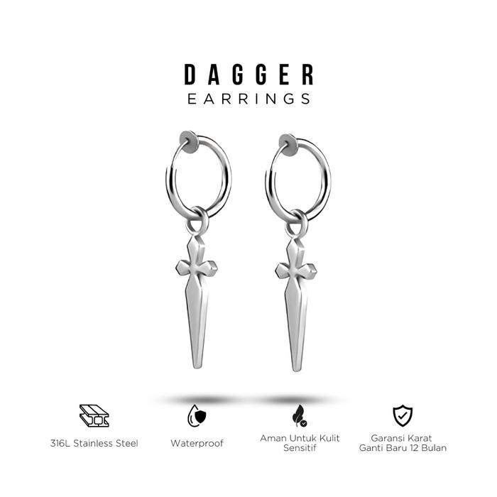 ys4k- Project Ninetyseven - Dagger Earrings - Anting Pria Dan Wanita Anti Karat Anting Jepit