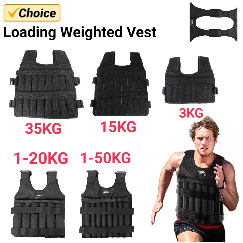 3-50Kg Durable Loading Weighted Vest Adjustable Weight Boxing Training Exercise Waistcoat Jacket