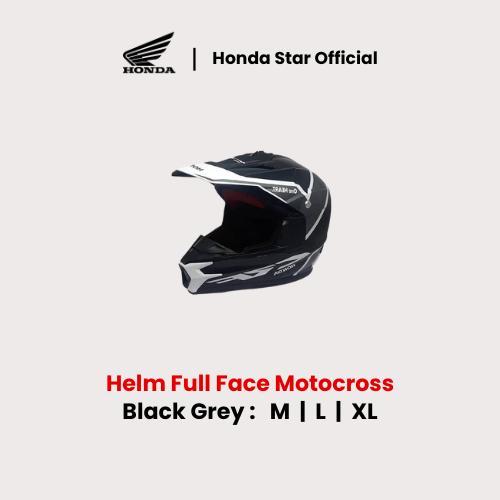 Honda Ori CRF Helm Helmet Full Face Trail Cross Motocross - Grey Black