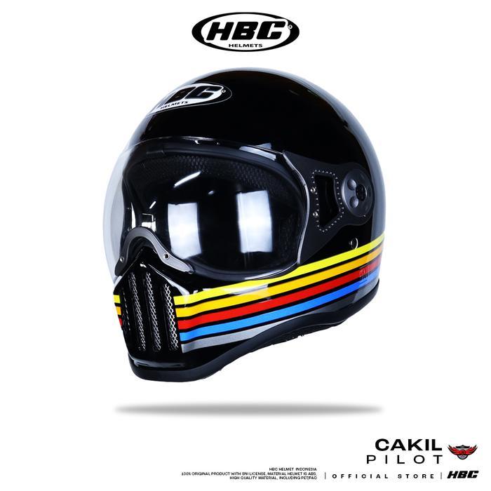 Helm HBC Cakil Pilot STRIPE Helm Retro Full Face SNI