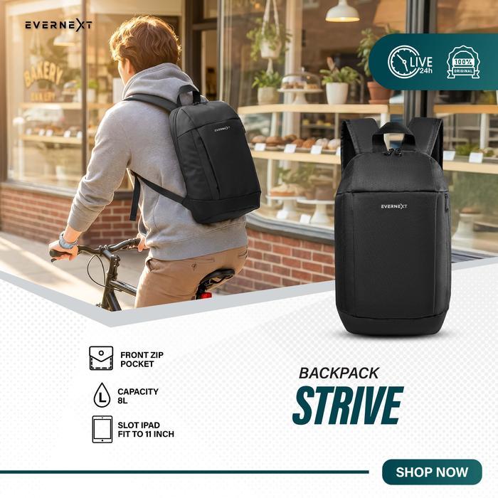 EVERNEXT - Tas Ransel Pria Backpack Pria Daily Casual Tas Punggung Ransel Strive Daily Traveling