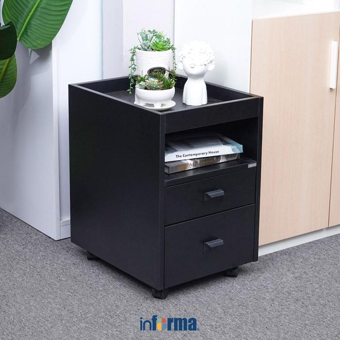 Informa Levi Laci Kantor 2 Tingkat - Hitam Filing Cabinet Lemari Arsip Kabinet Berkas Penyimpanan
