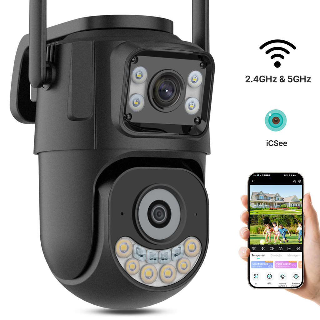 External Wifi PTZ Camera Dual Lens 2.4Ghz&5Ghz WiFi Outdoor IP Camera Auto Tracking Security