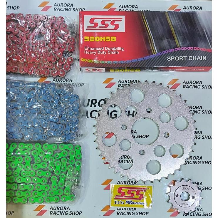 Gear Set Sss Tiger Old / Tiger Revo & Rantai Sss 520 Hsb Colour Series