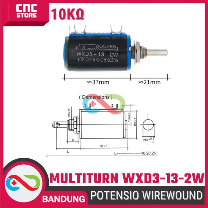 NEW!! Potensiometer Wirewound WXD3-13-2W Potensio Presisi Multiturn 10K 2W 3 Pin & 5 Pin untuk