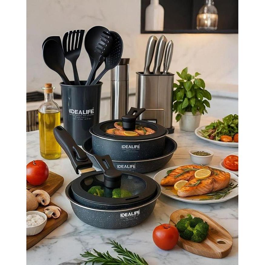 IDEALIFE - Granite Cookware Set - Panci Masak Marble Set - IL-22a