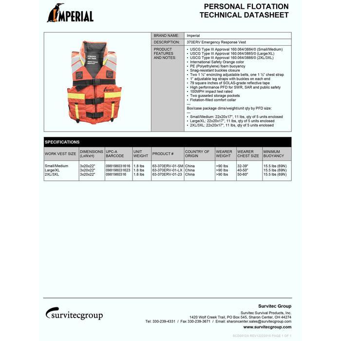 Premium Life Jacket / Pelampung Imperial - Uscg Approved - Solas Reflective Autentik