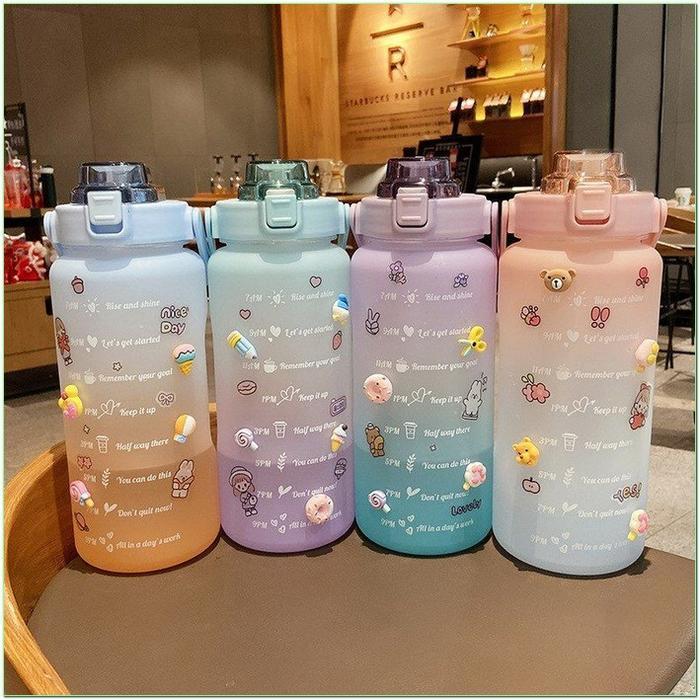 BOTOL 2L MINUMAN 2 LITER GRADASI MOTIVASI PENANDA WAKTU STICKER 3D