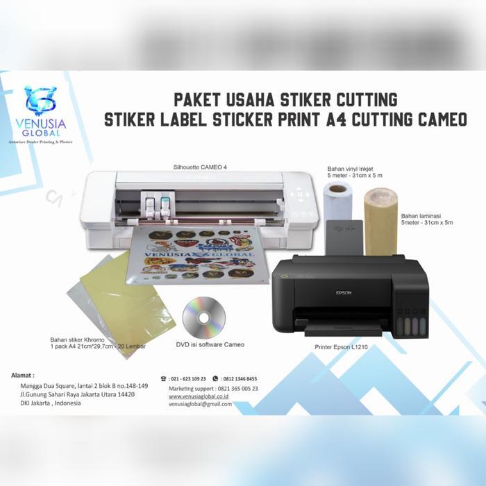PAKET USAHA STICKER CUTTING STIKER LABEL - PRINTER A4 - CUTTING CAMEO