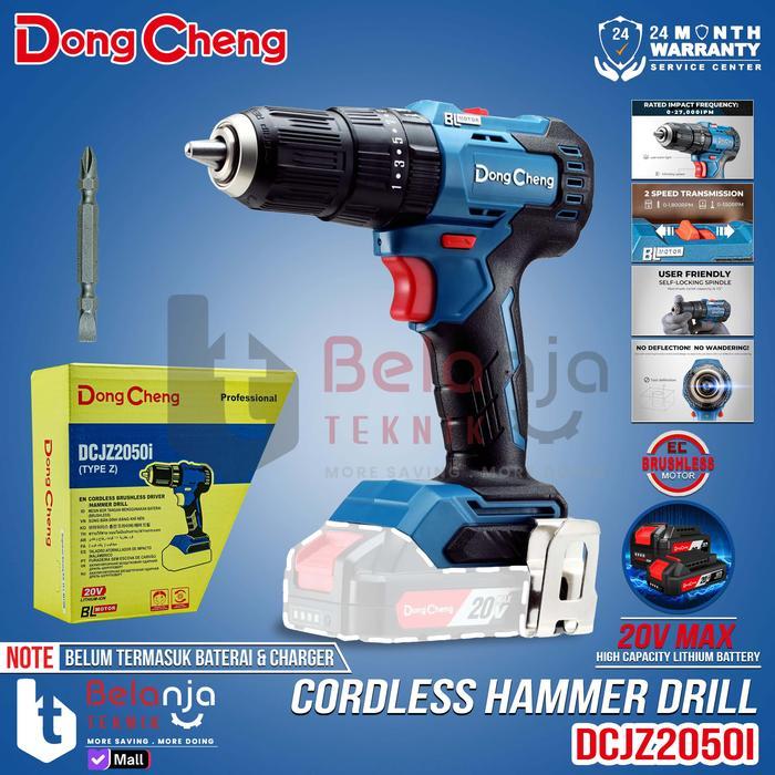 Ada Stok Dongcheng DCJZ2050i Z Cordless Hammer Drill 20V Bor Impact Baterai DCJZ 2050I DCJZ2050IZ