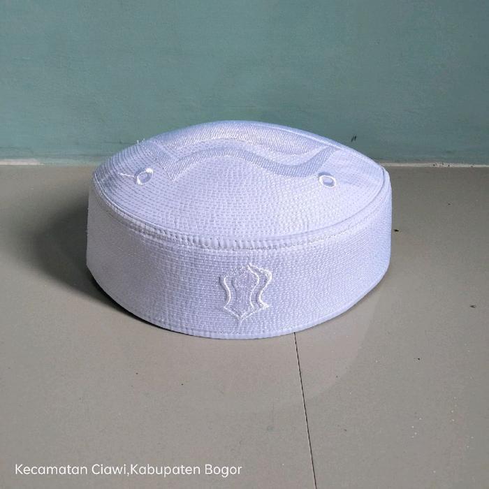 peci kopeah terompah malaysia logo/peci malaysia logo terompah/peci haji putih pria