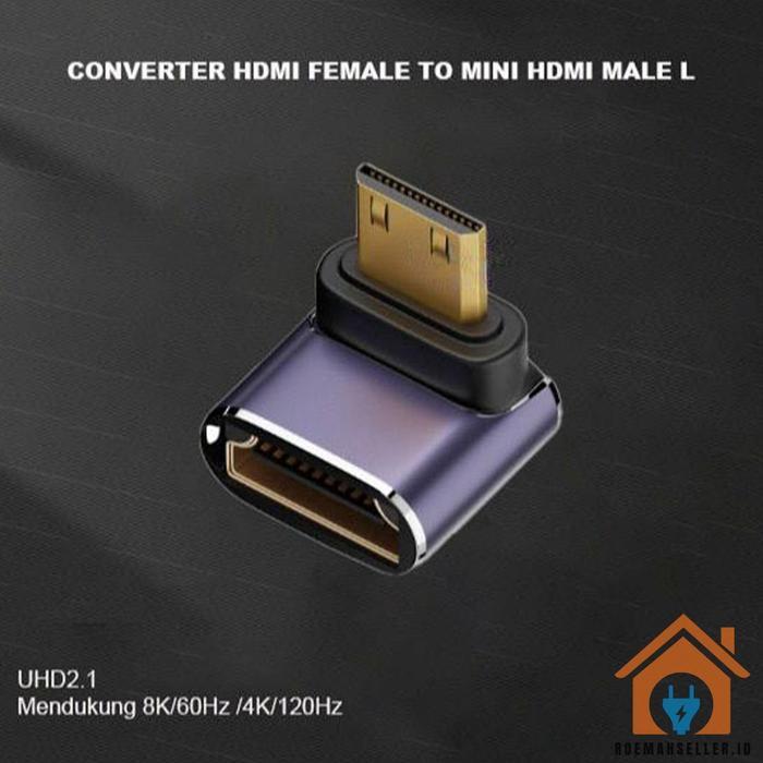 Adapter Hdmi Female To Mini Hdmi Male L Converter Support Dslr Camera Projector Monitor Laptop Hdtv