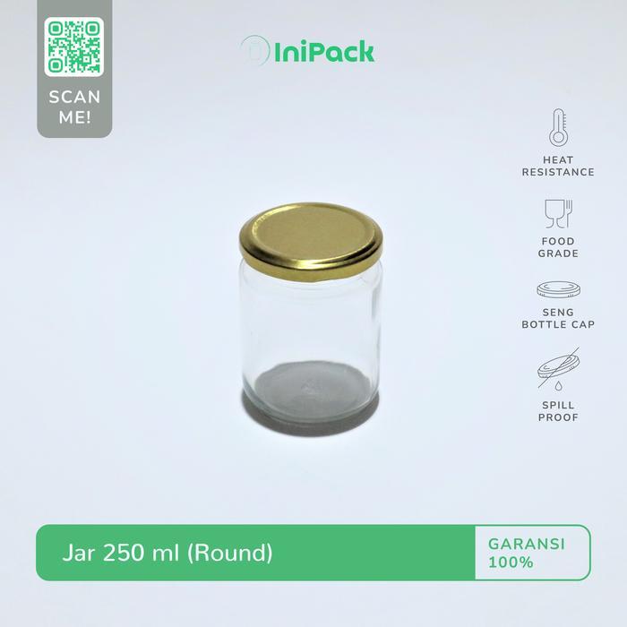 Jar Kaca 250 Ml / Botol Selai Kaca 250 Ml / Toples Kaca 250 Ml
