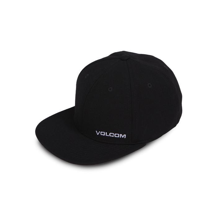 VOLCOM MCP EURO Topi 6 Panel Visor Lengkung dengan Stretch Sweatband EURO XFIT HAT BLACK - Black, S/