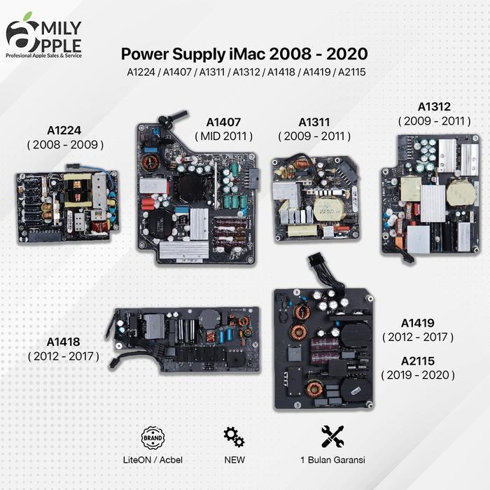 Power Supply Psu Imac A1311 A1312 A1418 A1419 A2115 A1224 2008 - 2020 Terbaru