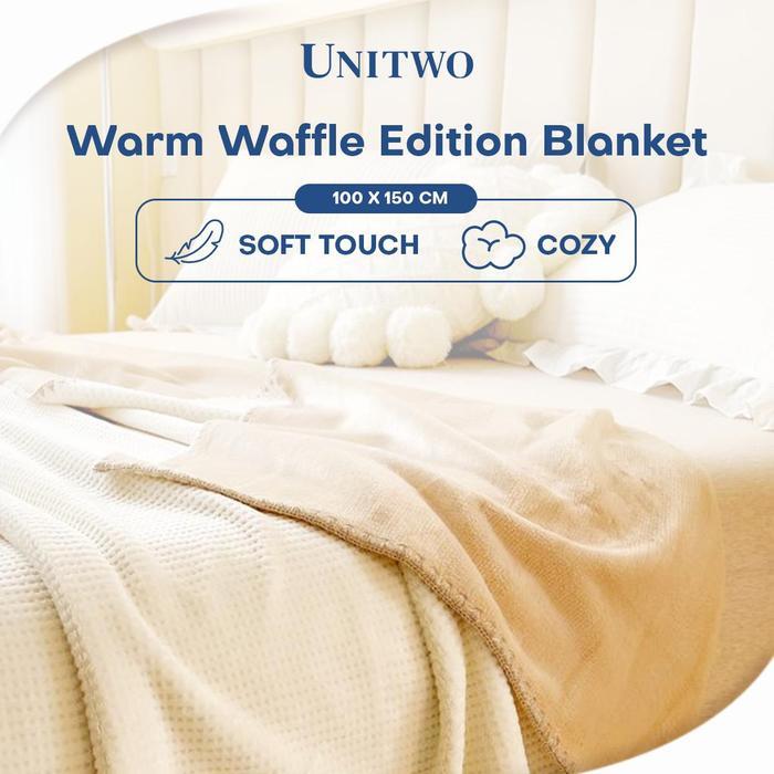 Selimut Unitwo Waffle Blanket Selimut Rajut Waffle Lembut & Nyaman Selimut Lembut Dan Hangat/Promo