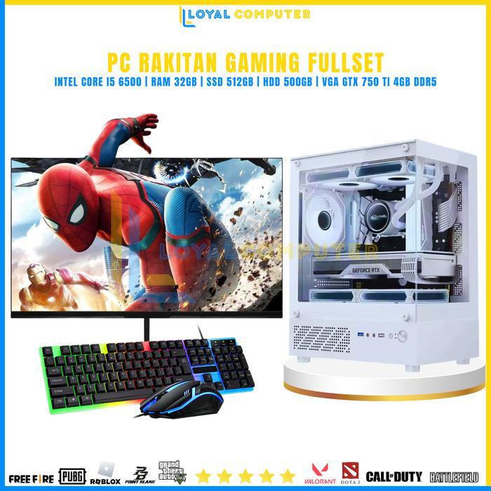 PC Rakitan Gaming Fullset Intel Core i5 6500 RAM 32gb SSD 512gb Lengkap LED 24 Inci Keyboard Mouse G