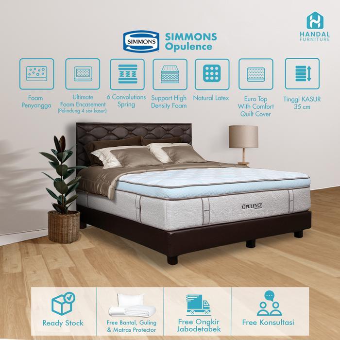 Kasur Springbed Simmons Opulence 100x200, 120x200, 160x200, 180x200, 200x200, Latex Anti Bakteri Med