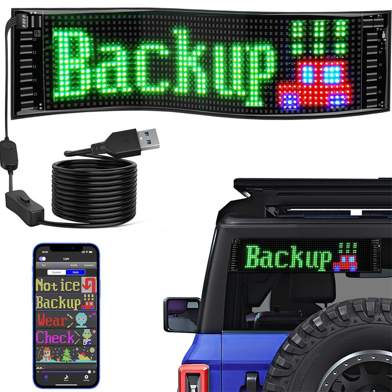 Scrolling Advertising LED Light Car Sign Bluetooth App Control Logo Light Prammable Led Display