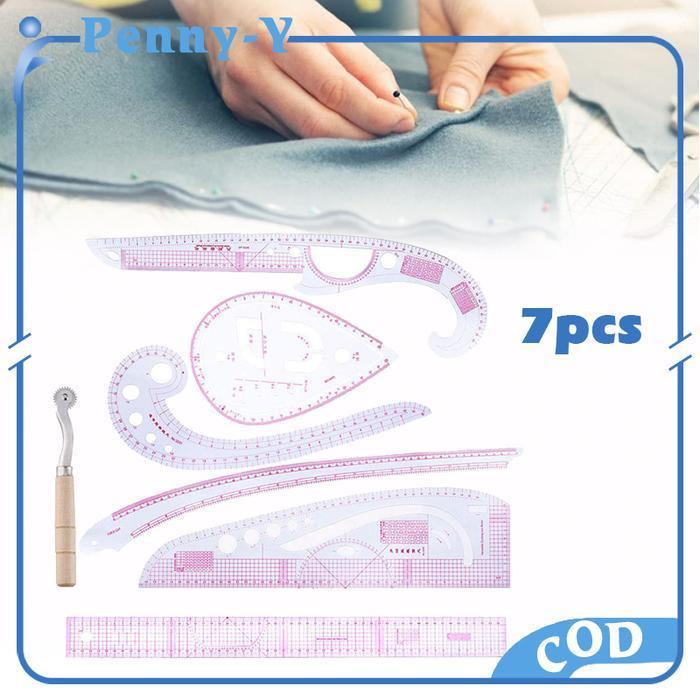 Ready 7Pcs Penggaris Jahit Set Menjahit Pakaian Pola Quilting Ruler