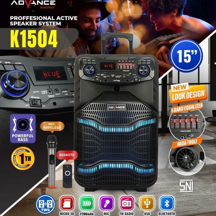 New Speaker Portable Wireless Bluetooth ADVANCE 15"inchi+1Mic *MEDAN*