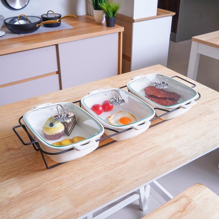 Informa Appetite Set 3 Pcs Panci Casserole Dengan Rak Casserole Pot Panci Sup Cooking Pot Panci Saji